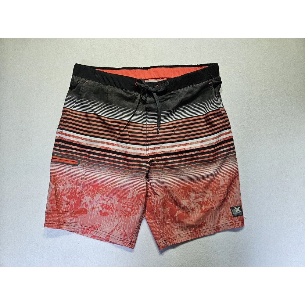 Zero Exposure Men's Size M Black And Orange Swim Board Shorts Lined Zip Pockets